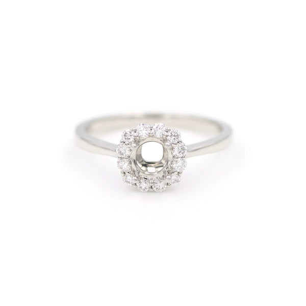 14kt White Gold Diamond Halo Semi-Mount Ring