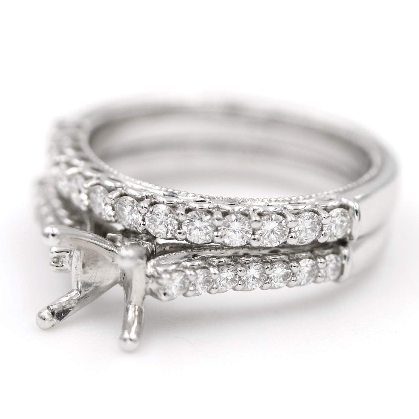 14kt White Gold Verragio Diamond Semi-Mount Engagement Ring Set