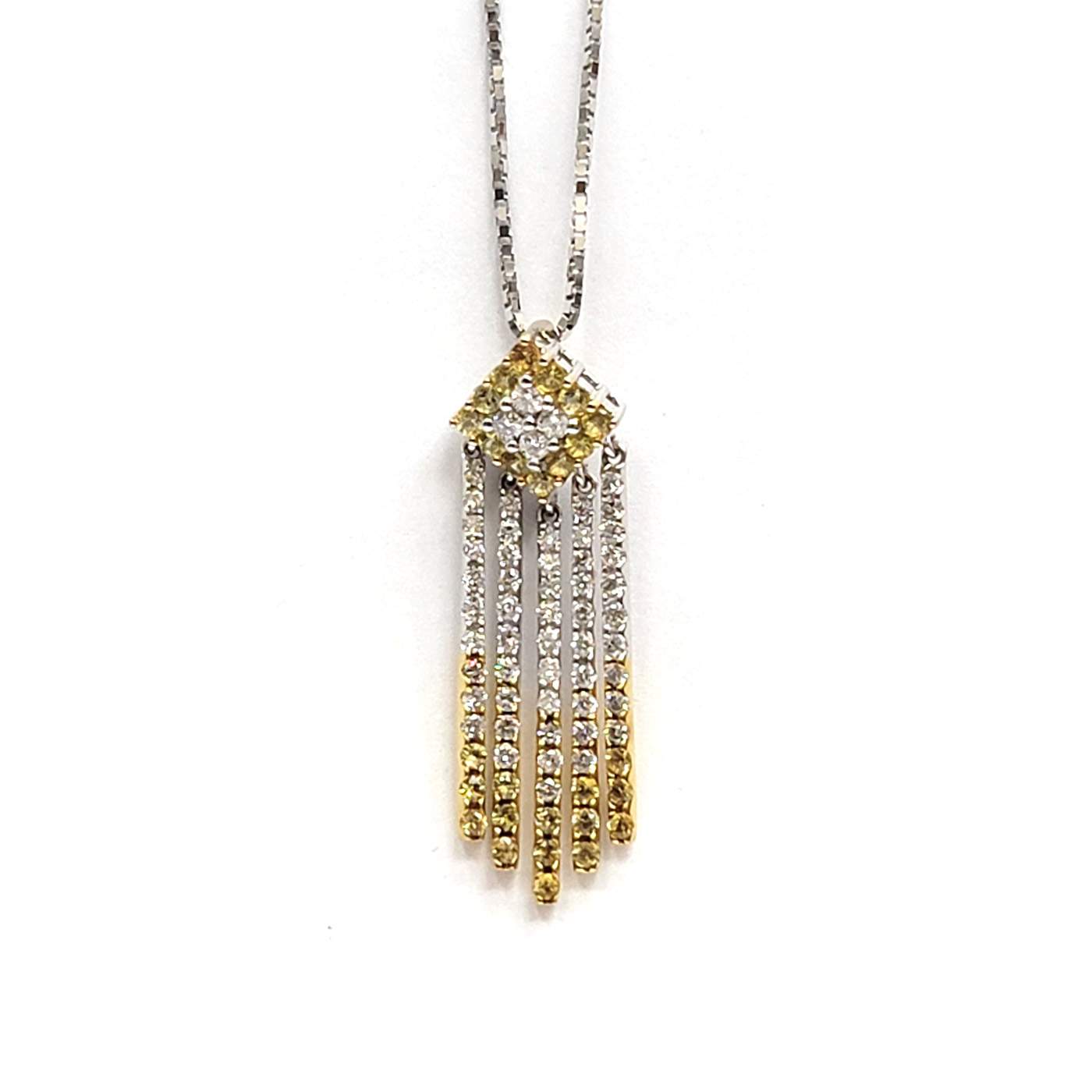 18kt Two-Tone Yellow Sapphire and Diamond Drop Pendant