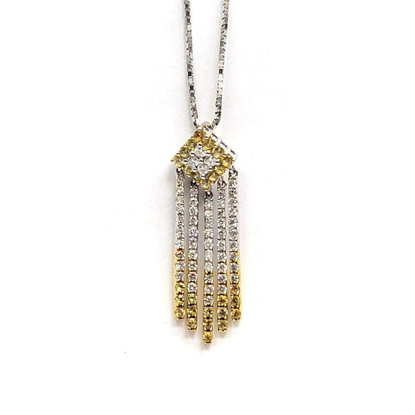 18K White And Yellow Gold Yellow Sapphire And Diamond Drop Pendant