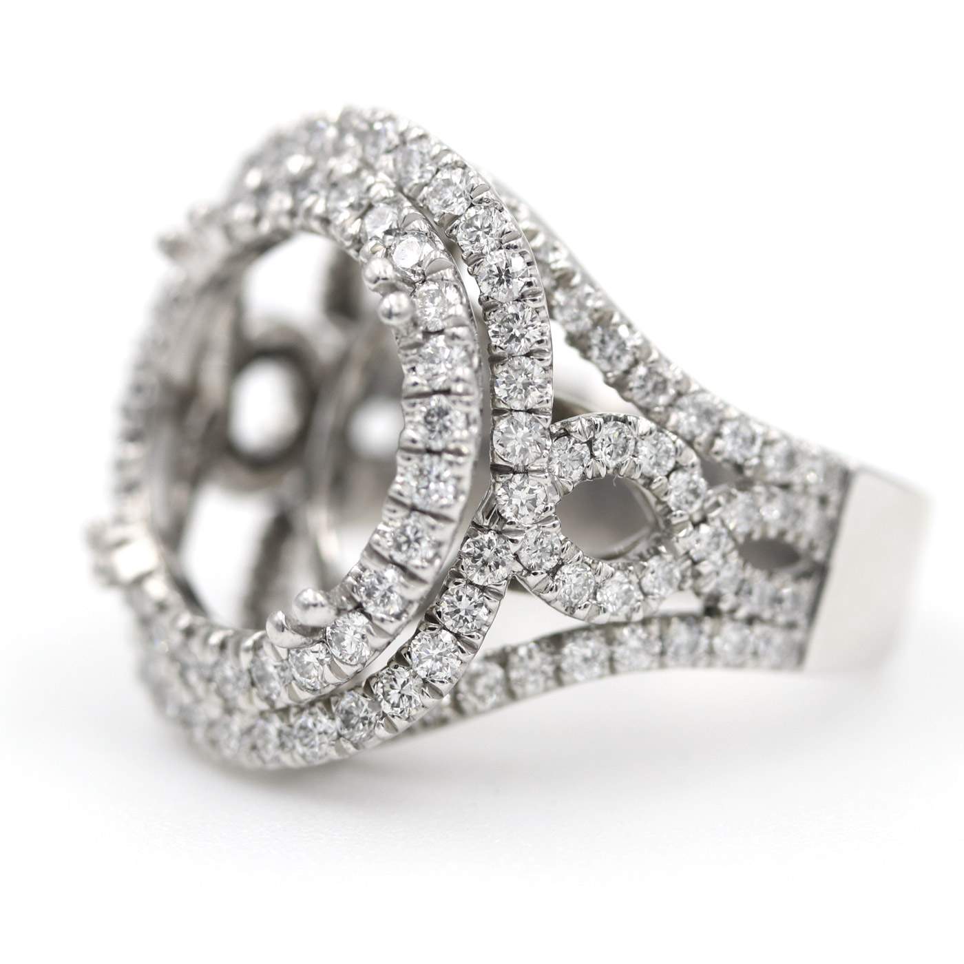Platinum Double Halo Diamond Semi-Mount Ring