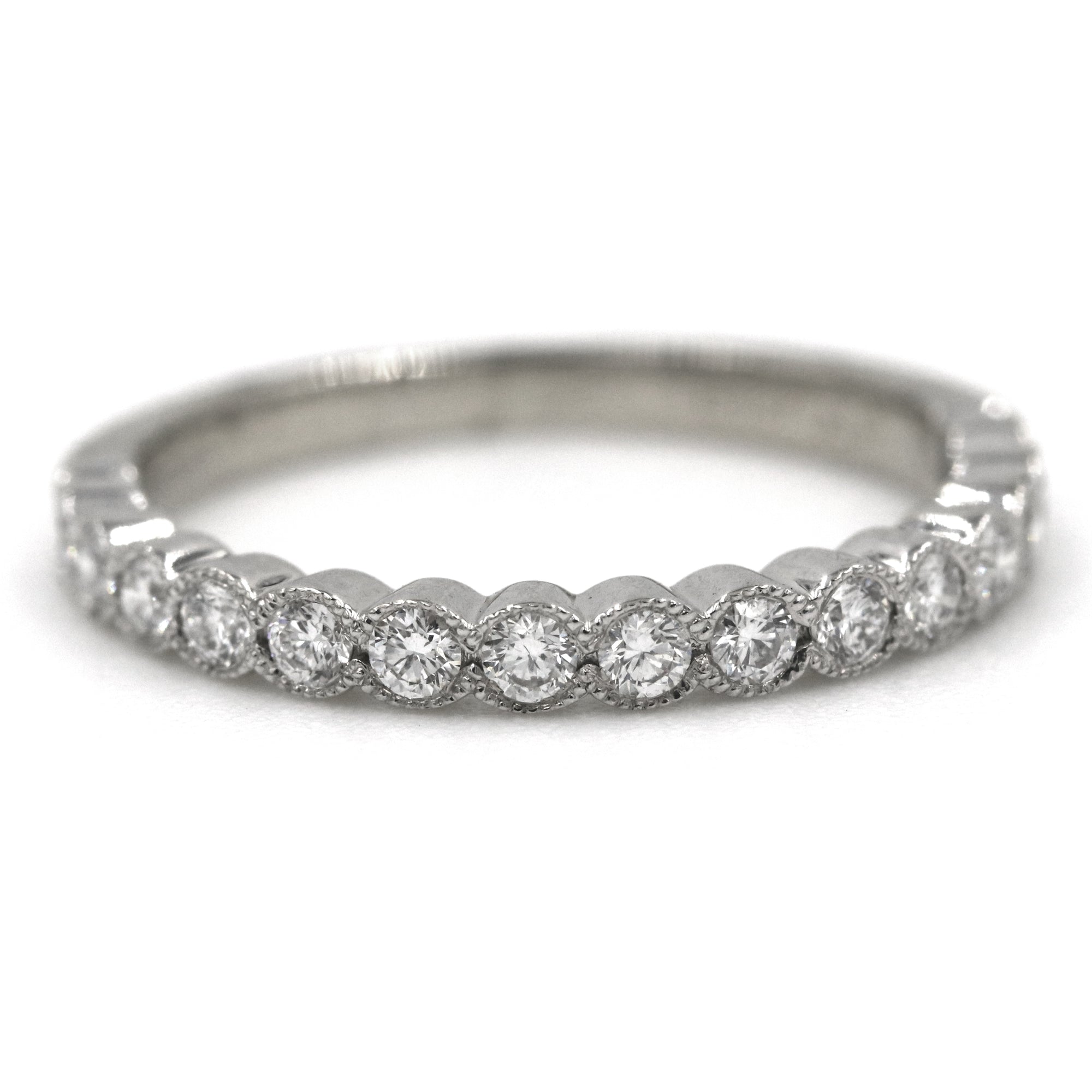 14kt White Gold Milgrain Bezel Set Diamond Band