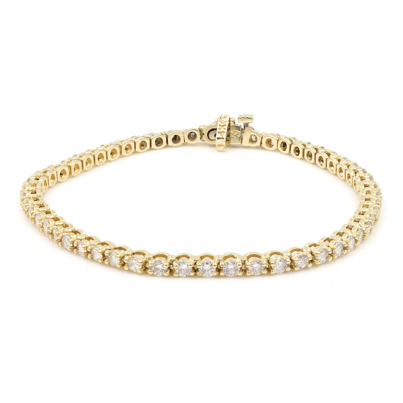 14K Yellow Gold Diamond Tennis Bracelet