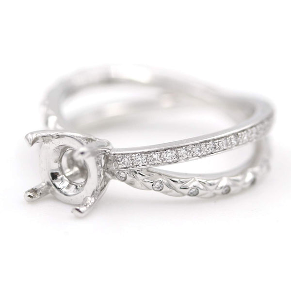 18K White Gold A. Jaffe Split Shank .25ctw Diamond Semi-Mount - Provident Jewelry