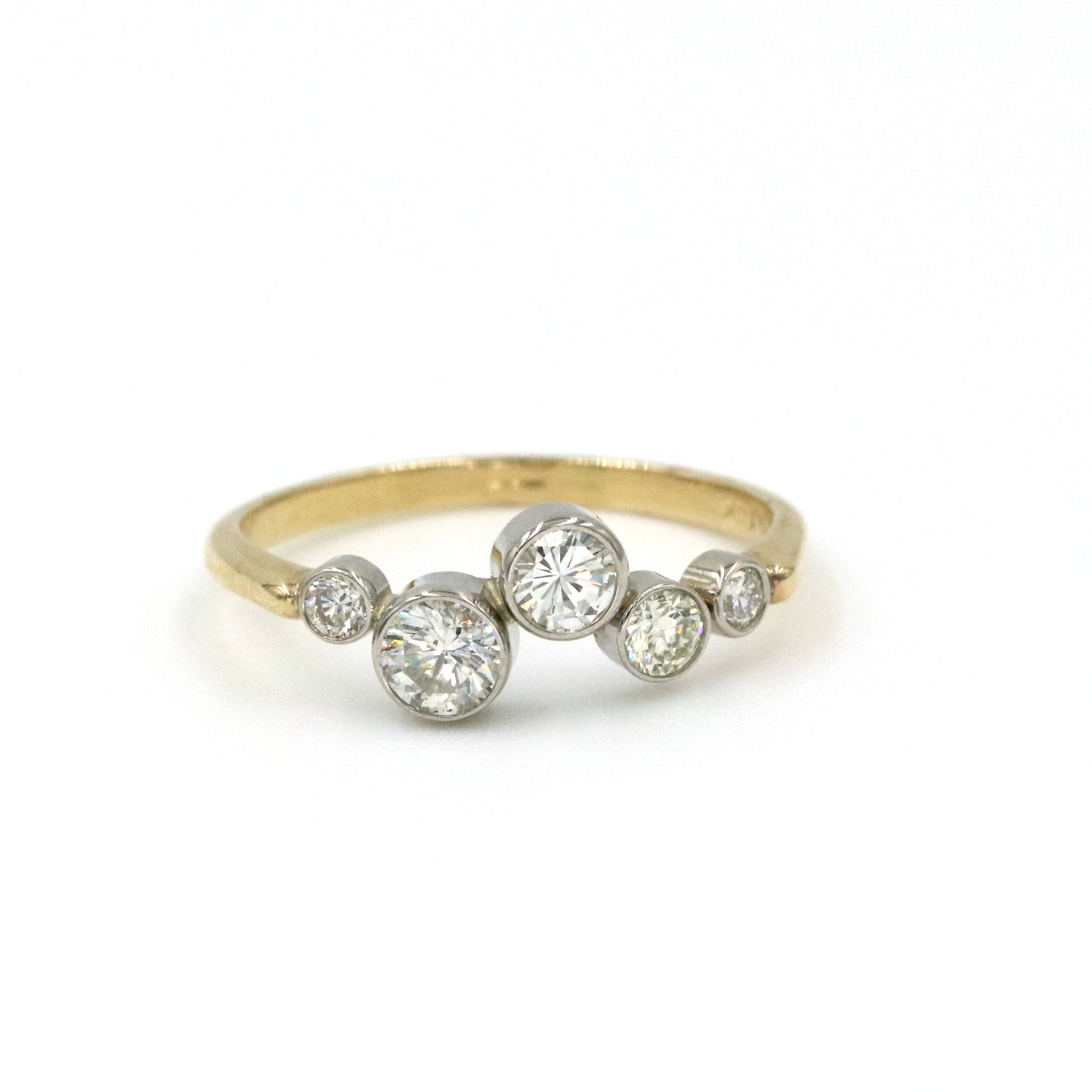 14K Yellow Gold Five Stone Diamond Band