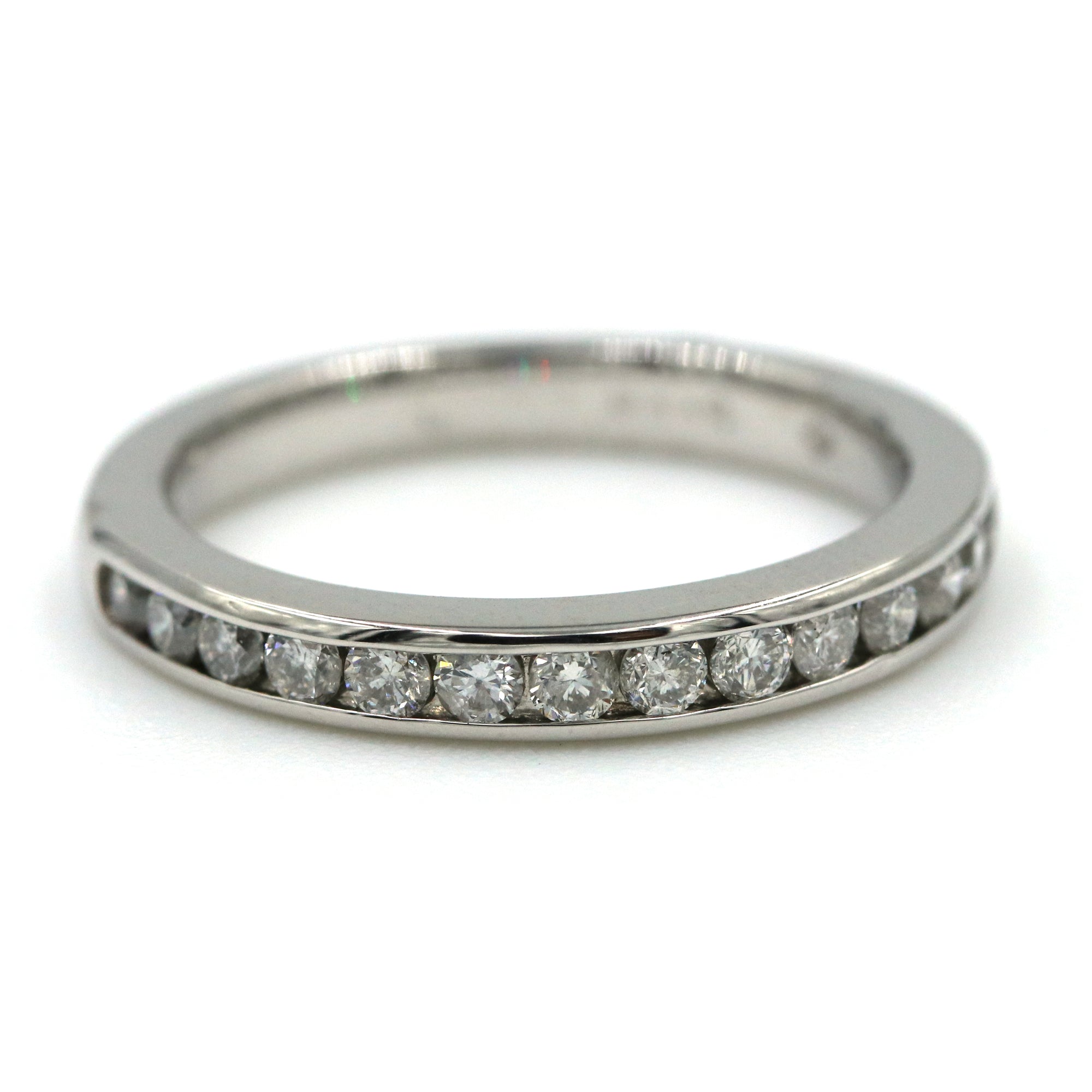 14K White Gold Channel Set Diamond Band