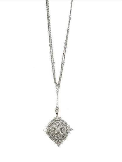 18K White Gold Diamond Flower Necklace 4.00Ctw