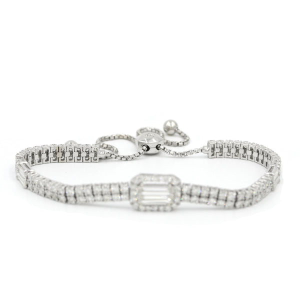 18K White Gold Diamond Bolo Bracelet 3.00Ctw