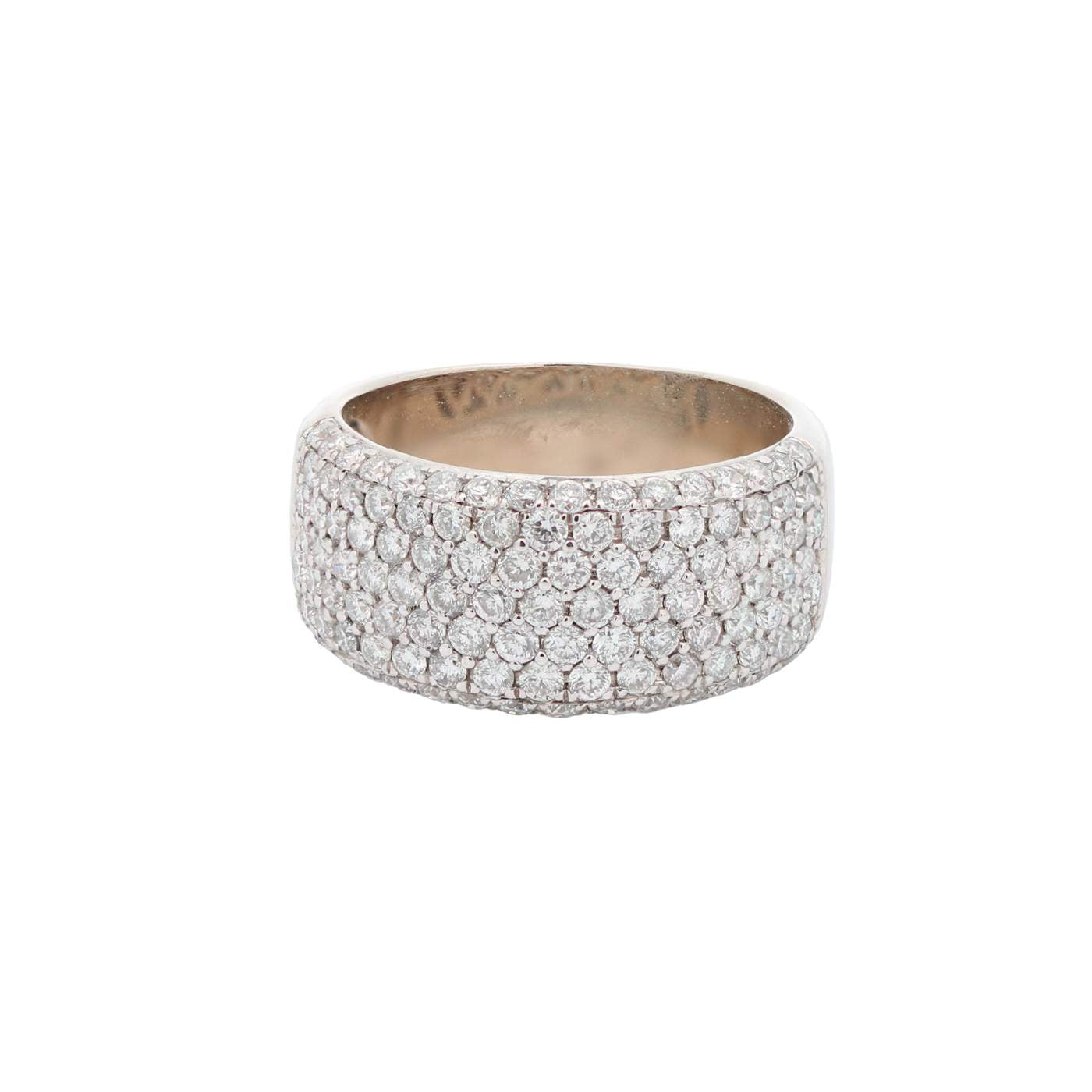 14K White Gold Wide Pavé Diamond Band 2.00Ctw