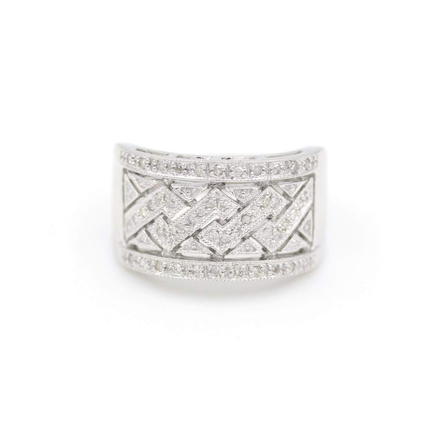 14K White Gold Woven Pattern ~.50ctw Diamond Band Provident Jewelery
