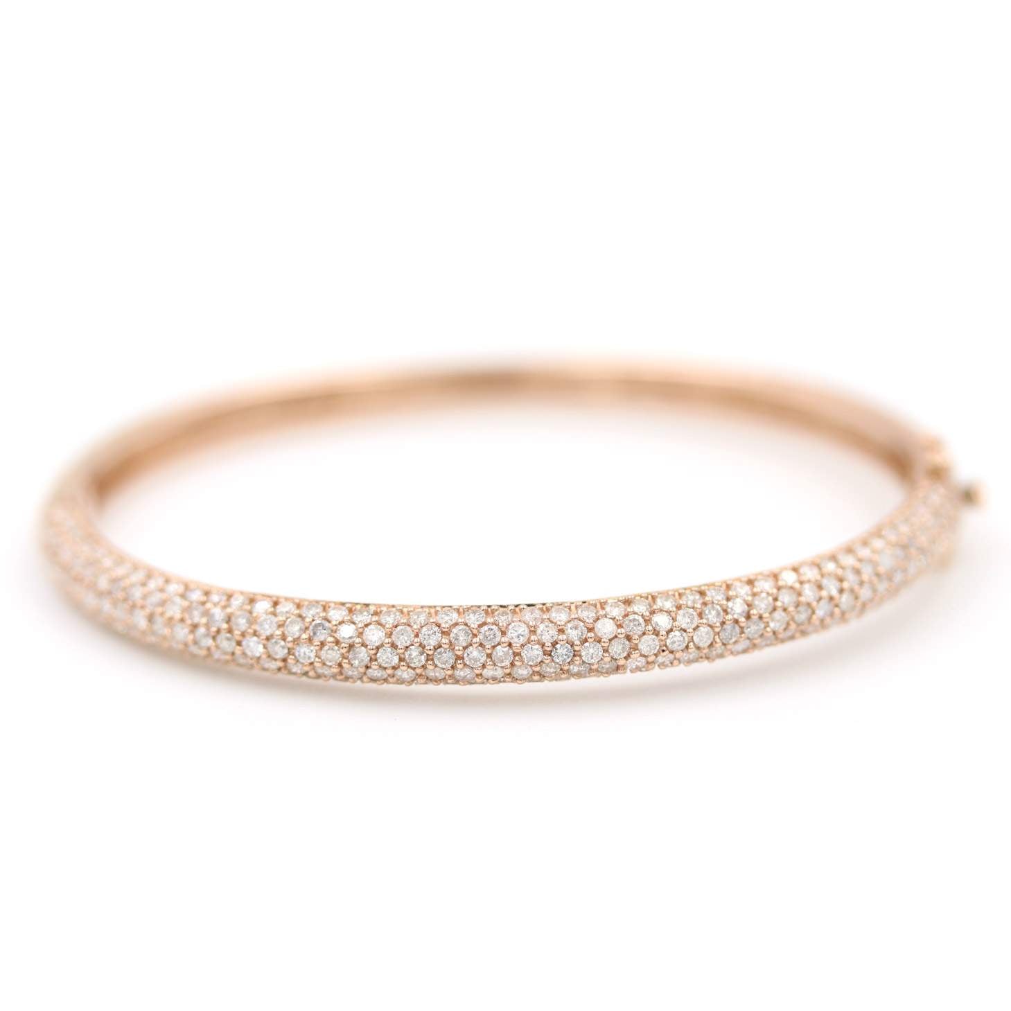 14K Rose Gold Pavé Diamond Bangle Bracelet