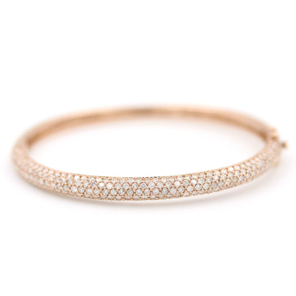 14K Rose Gold Pavé Diamond Bangle Bracelet
