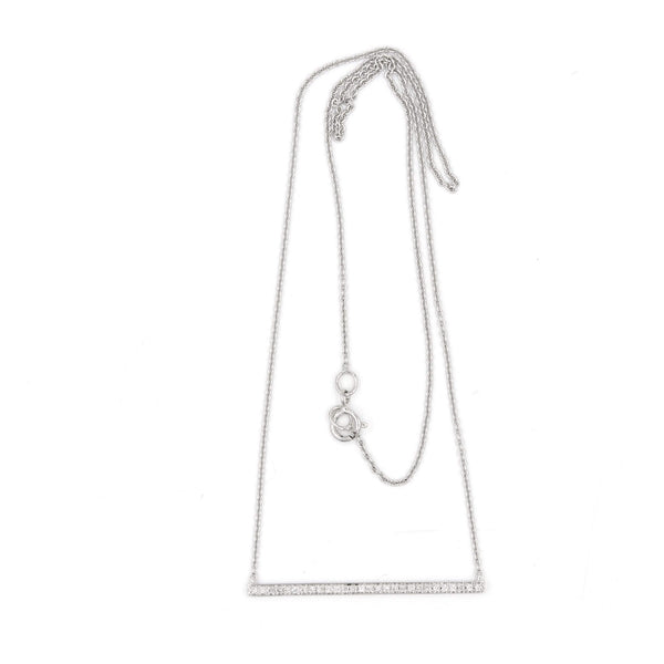 14K White Gold Diamond Bar Necklace