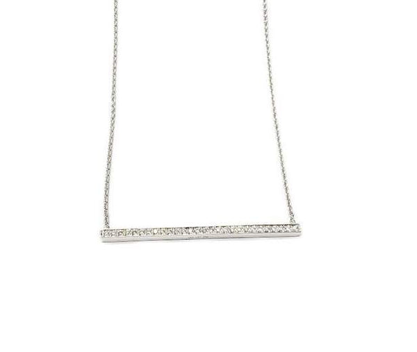 14K White Gold Diamond Bar Necklace