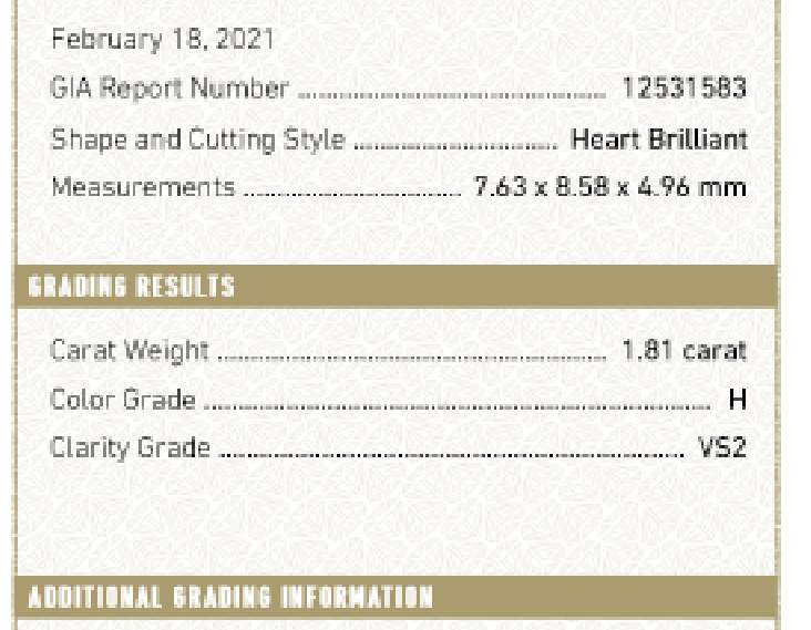 Platinum 1.81ct GIA  Heart Shaped Diamond Ring, (H/VS2  GIA Grading Report) Provident Jewelery