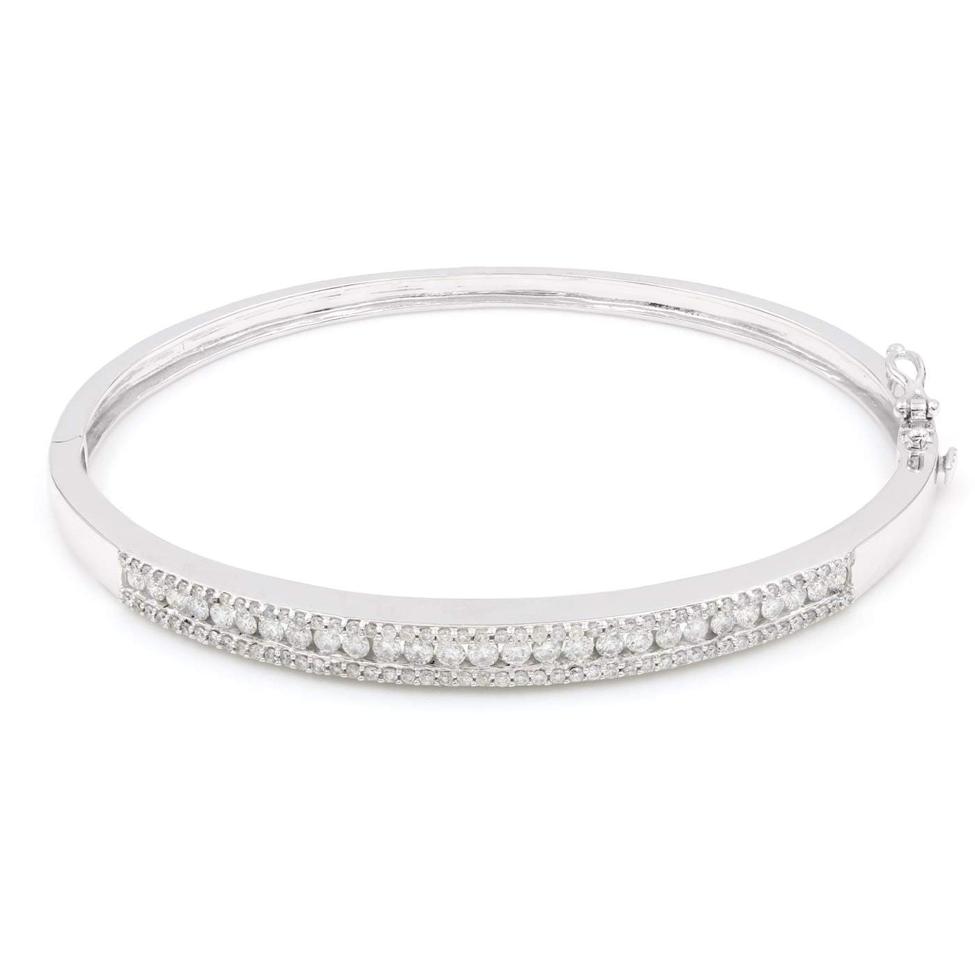 14K White Gold ~1.50ctw Diamond Bangle Bracelet