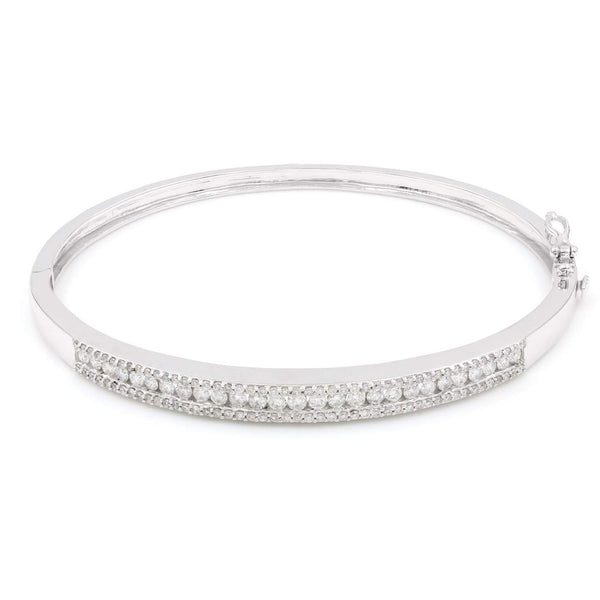 14K White Gold Diamond Bangle Bracelet