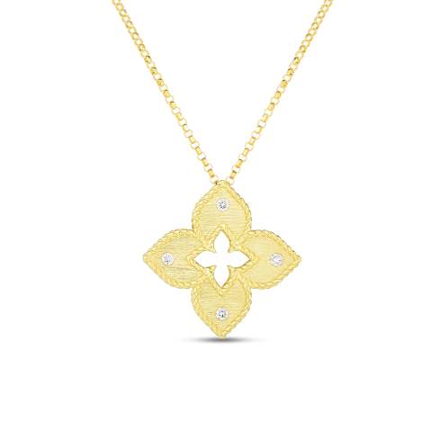 Roberto Coin 18K Yellow Gold Diamond Venetian Princess Flower Necklace