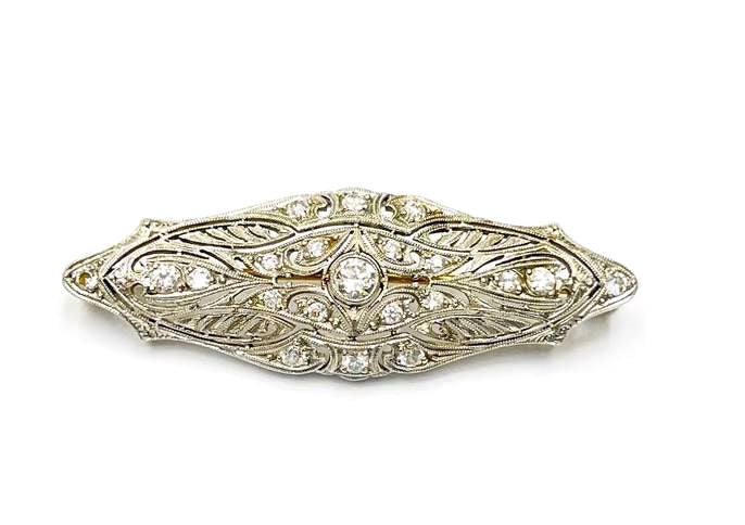 Vintage Platinum Diamond Filigree Brooch