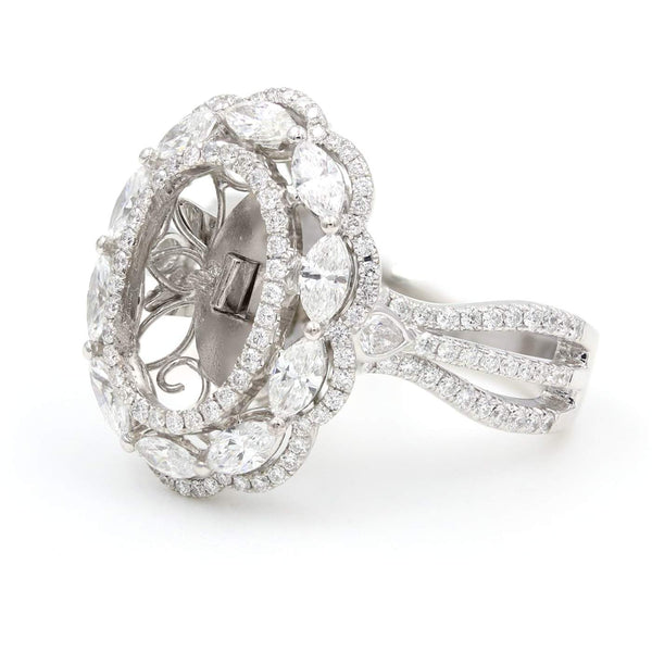 18K White Gold Diamond Semi-Mount Ring