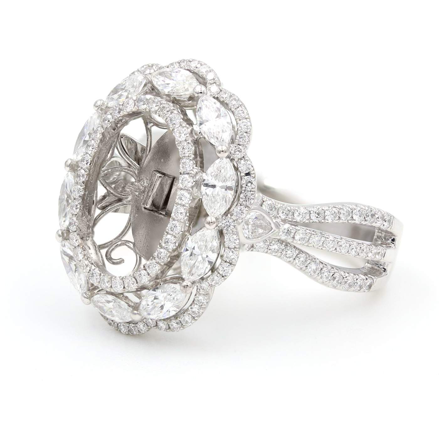 18K White Gold Diamond Semi-Mount Ring