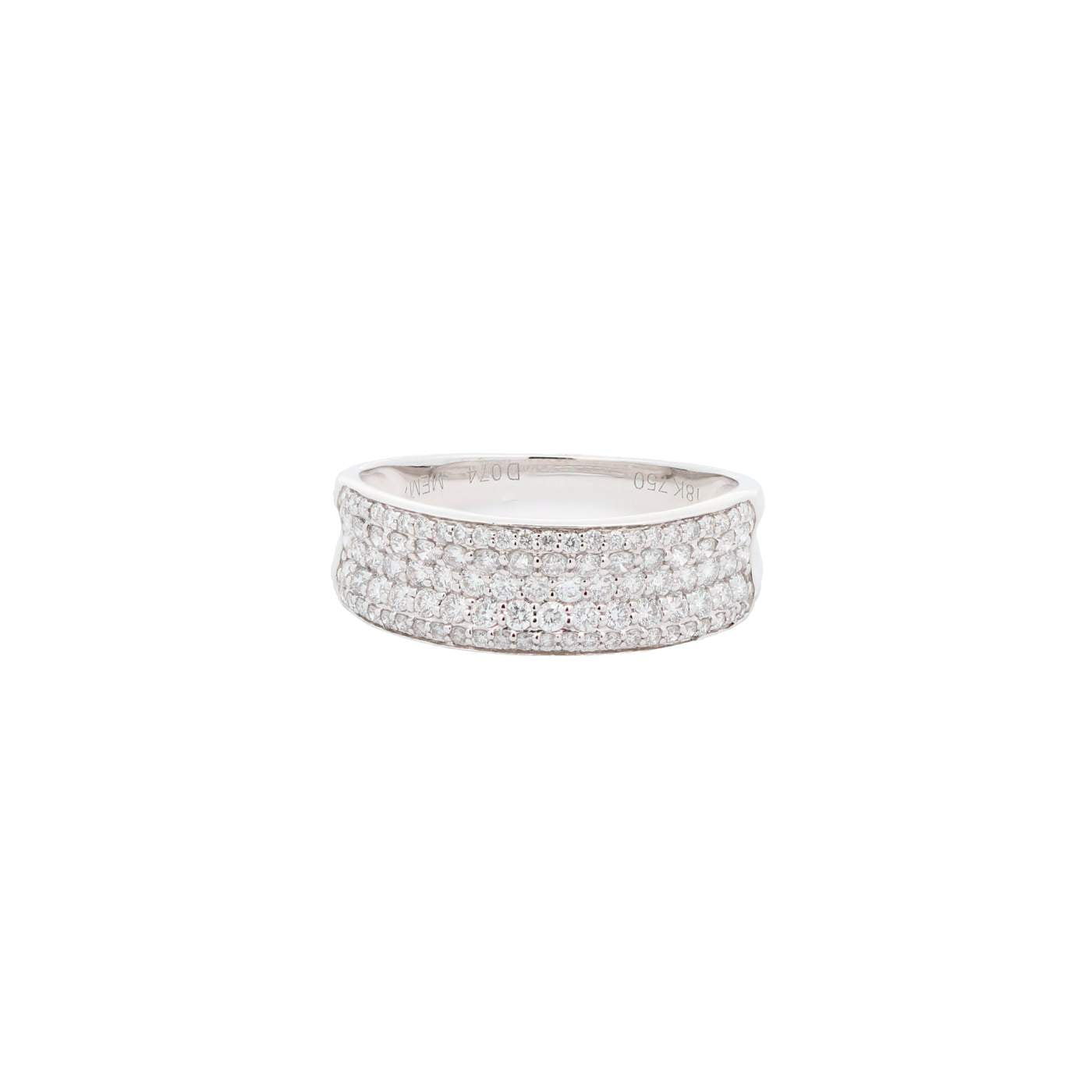 18K White Gold Five-Row Pavé Diamond Band Ring
