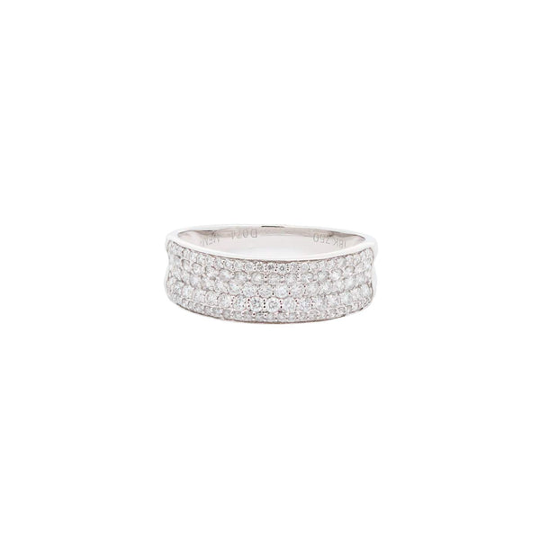 18K White Gold Five-Row Pavé Diamond Band Ring