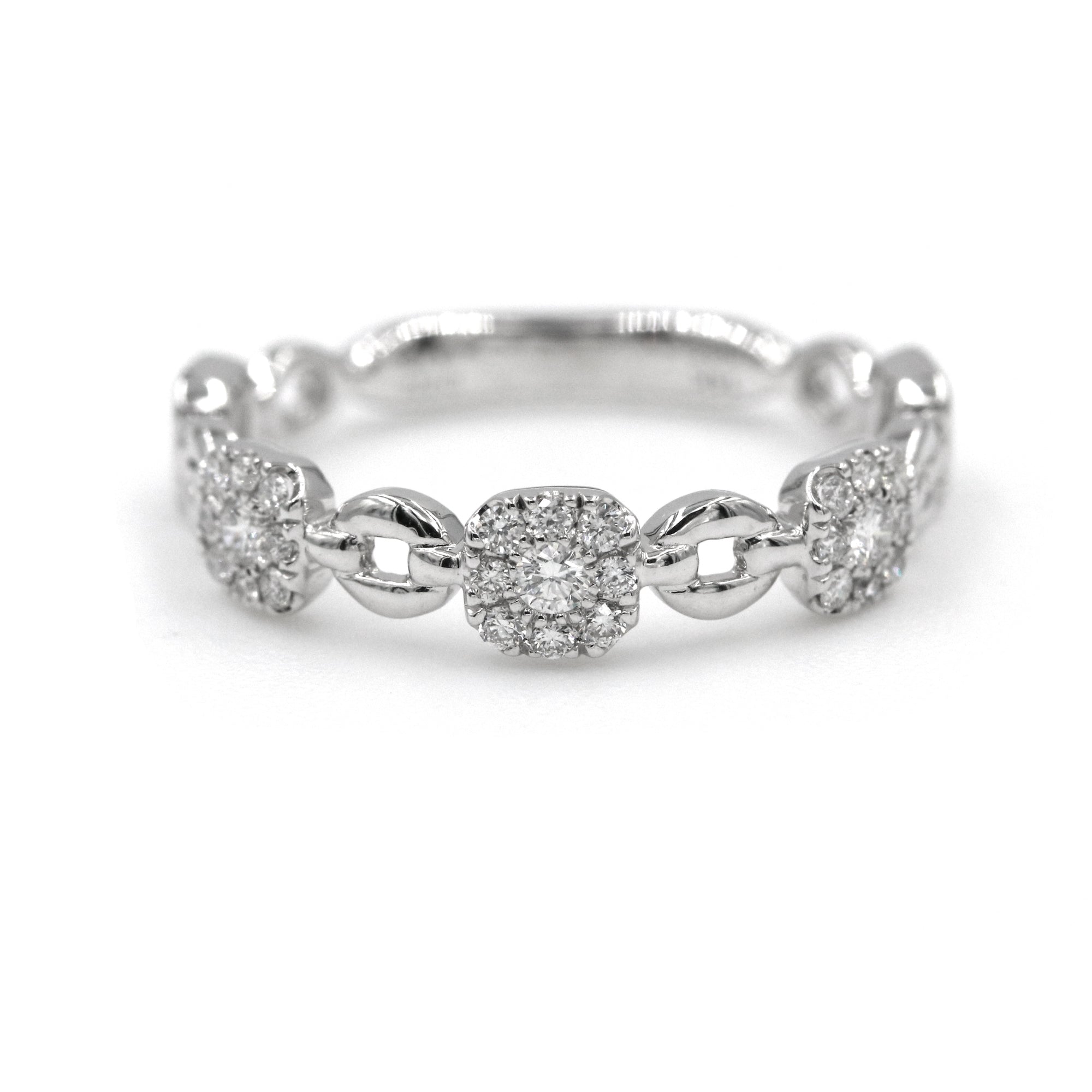 14K White Gold Diamond Link Style Band Ring