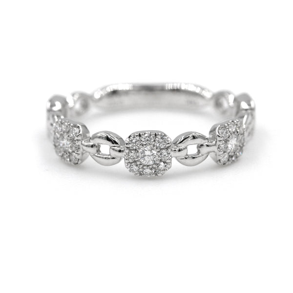 14K White Gold  Link Style Band With Diamonds D=.22Ctw