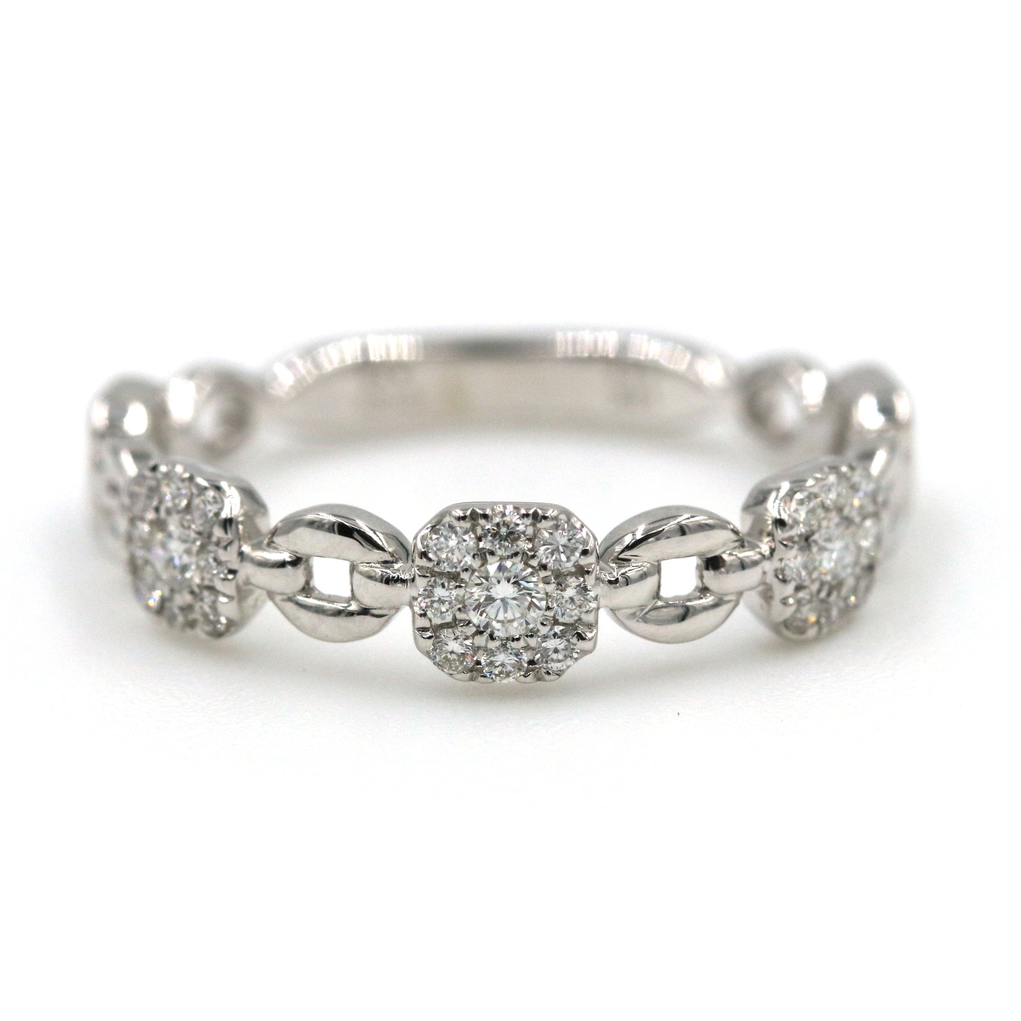 14K White Gold Diamond Link Style Band Ring