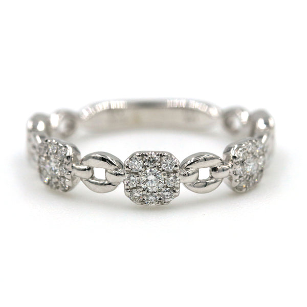 14K White Gold Diamond Link Style Band Ring