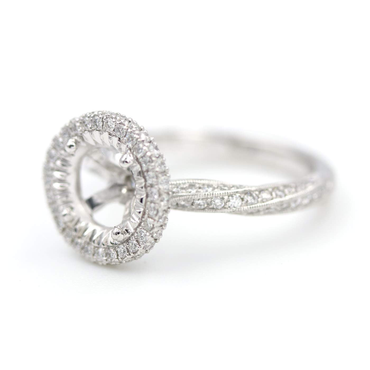 Platinum Diamond Halo Semi-Mount Ring
