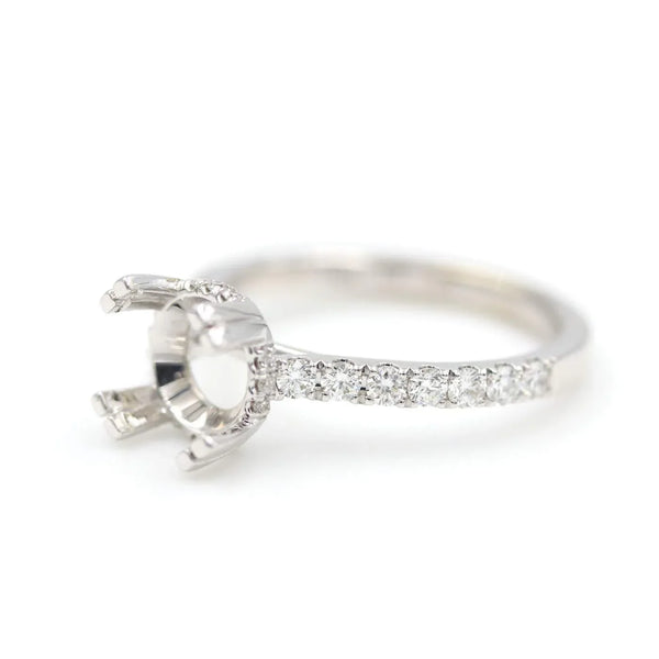 14K white Semi mount, ~.50ctw, Diamonds On Undergallery Of Crown