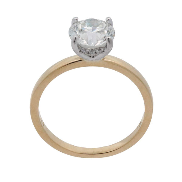 18K Yellow and White Gold Hidden Halo Diamond Engagement Ring