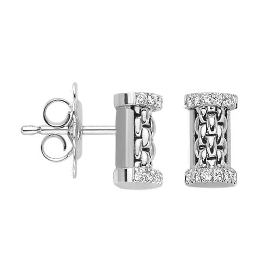 Fope 18k White Gold Bar Earrings With ~0.17 Ctw Diamonds
