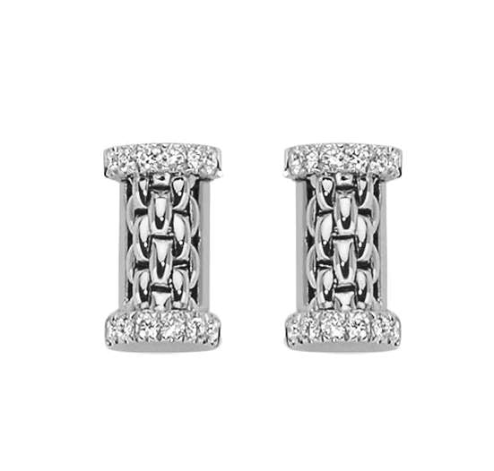 Fope 18k White Gold Bar Earrings With ~0.17 Ctw Diamonds