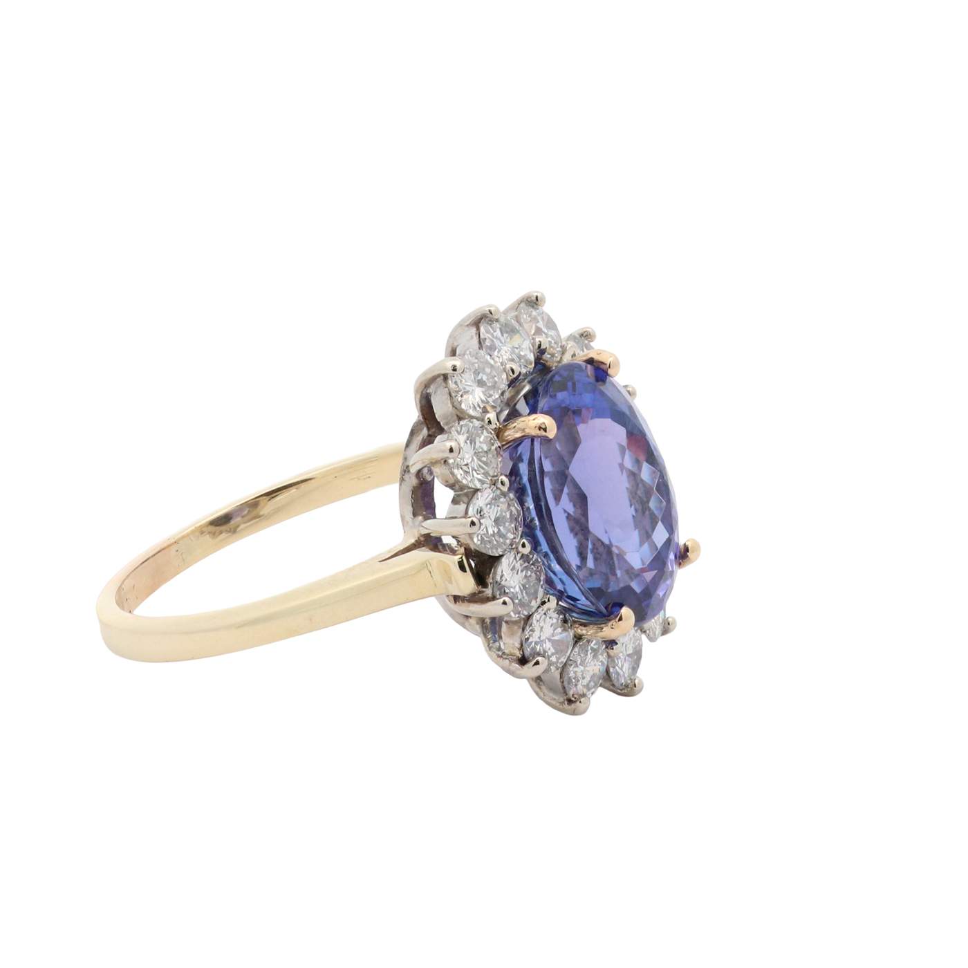 14K Yellow Gold Tanzanite and Diamond Halo Ring