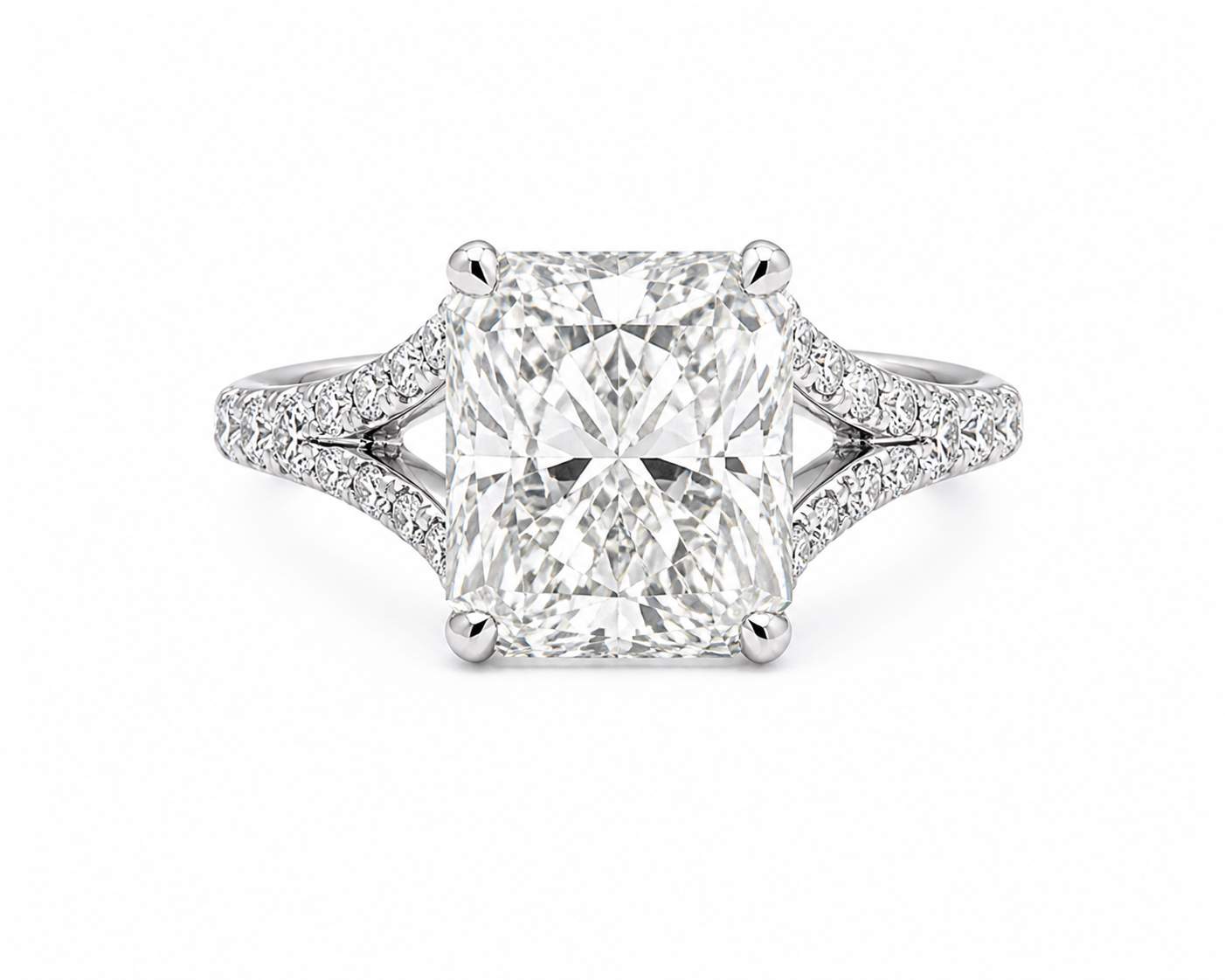 Platinum 4.26 Carat Radiant Cut Diamond Engagement Ring