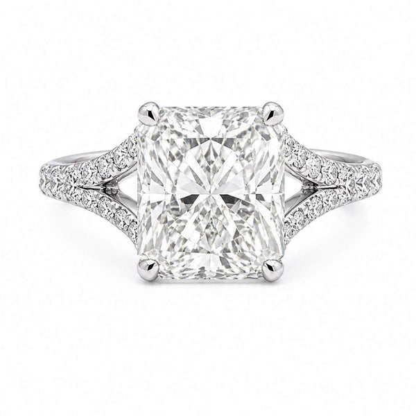 Platinum 4.26 Carat Radiant Cut Diamond Engagement Ring