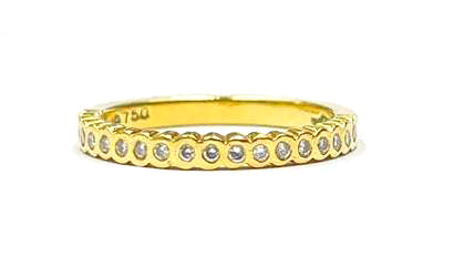 18K Yellow Gold Bezel Set Diamond Band