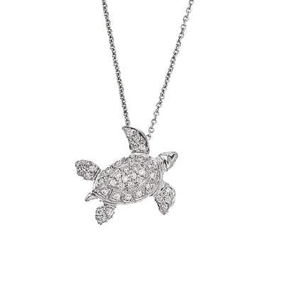 Roberto Coin 18K White Gold Diamond Sea Turtle Necklace