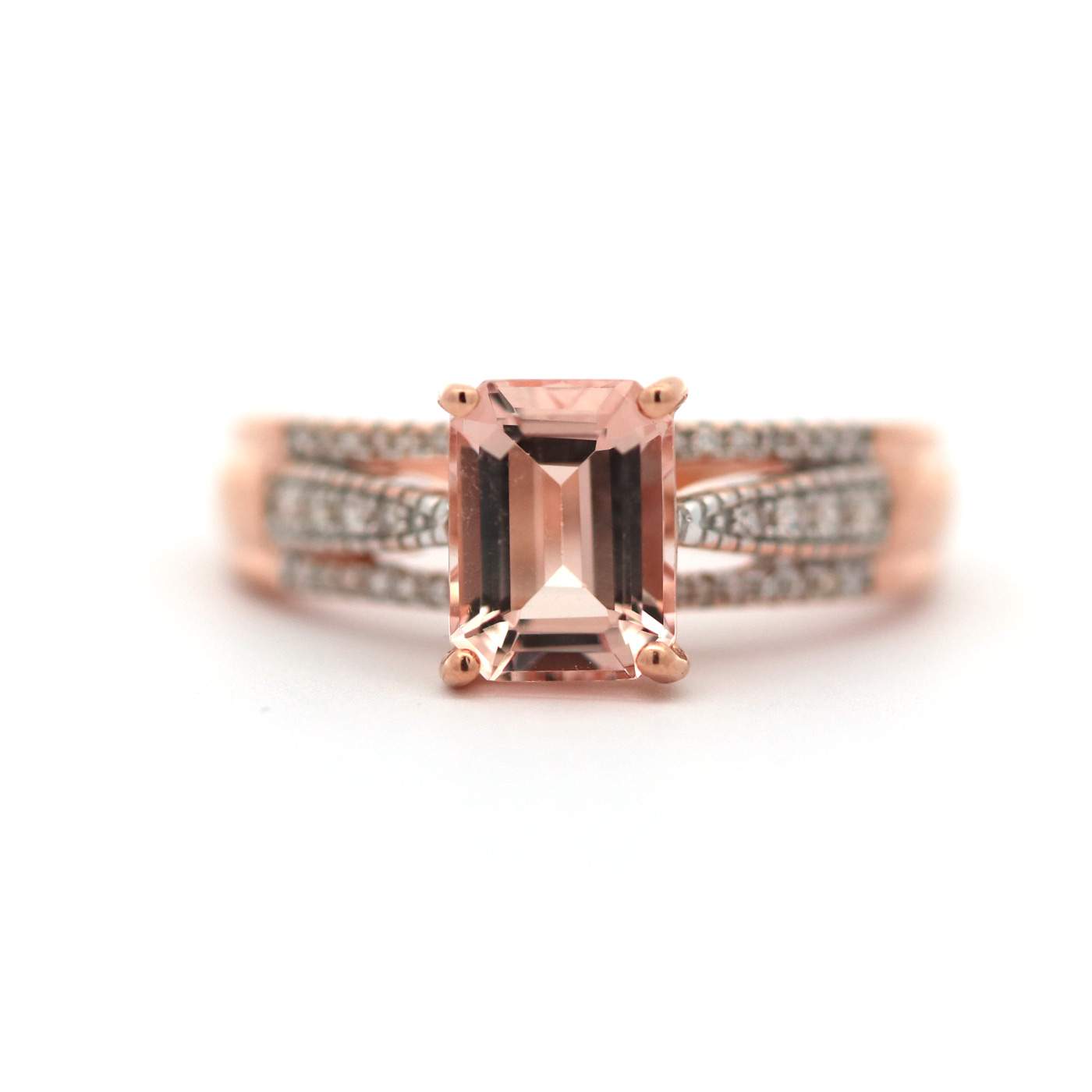 14k Rose Gold Morganite Diamond Ring