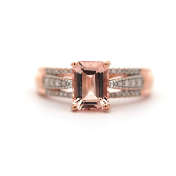 14k Rose Gold Morganite Diamond Ring