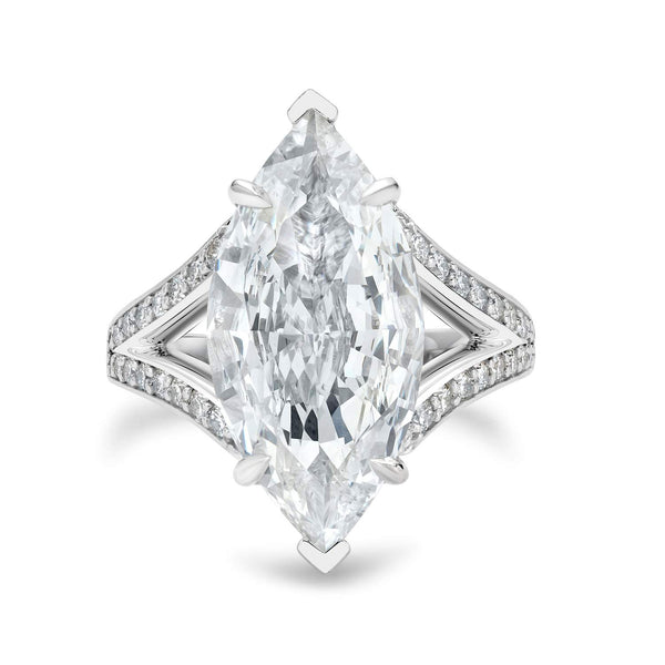 Provident Custom Design: 18K White Gold  6.01ctw Marquise Diamond And Round ~.82ctw Diamond Ring.