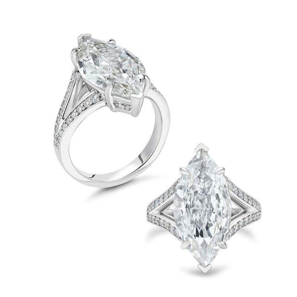 Provident Custom Design: 18K White Gold  6.01ctw Marquise Diamond And Round ~.82ctw Diamond Ring.