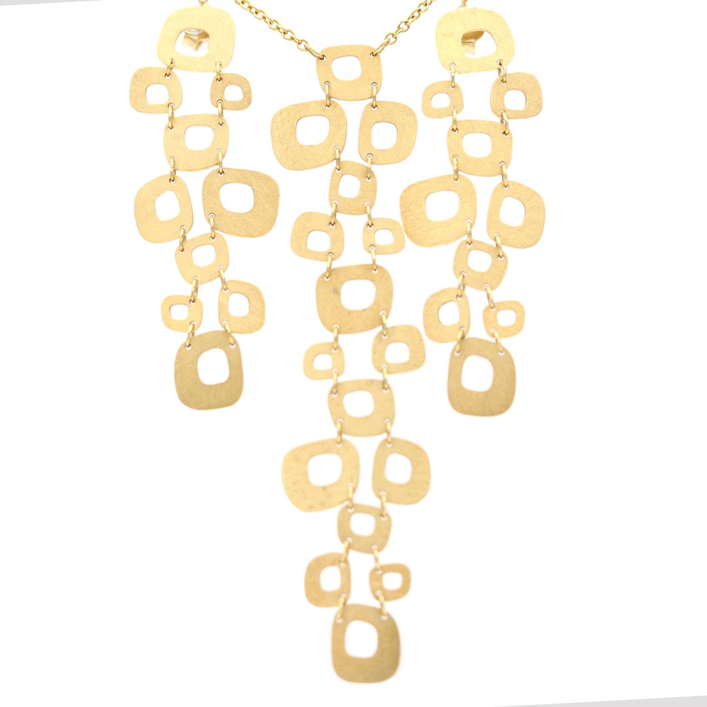 Vintage Roberto Coin 18K Yellow Gold Open Link Necklace & Earring Set