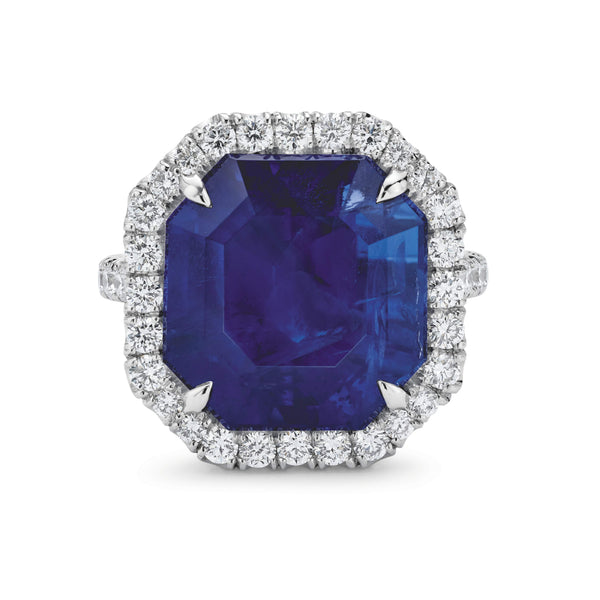 Platinum Sapphire Ring 15.15ct No Heat Certified
