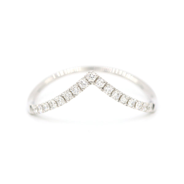 14K White Gold Diamond Chevron Band