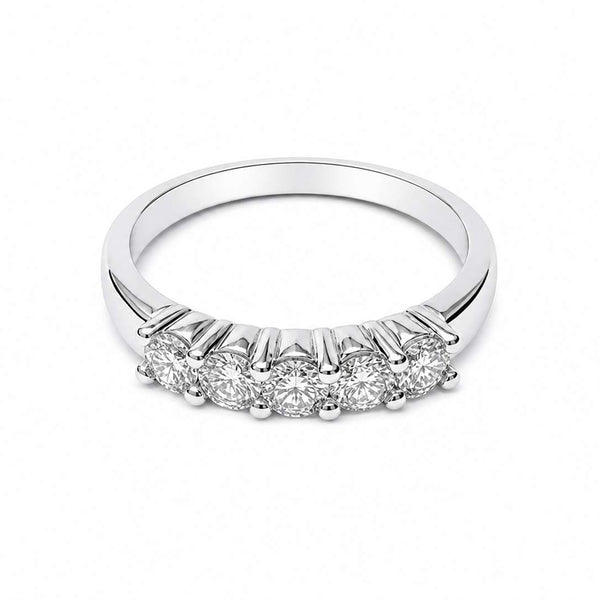 14K White Gold Five Stone Diamond Band