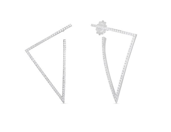 Roberto Coin 18K White Gold Diamond Triangle Drop Earrings